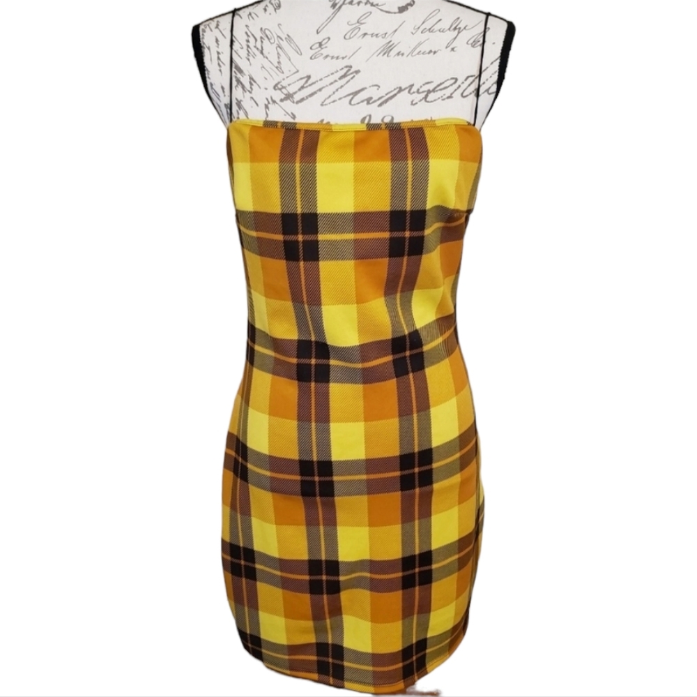 Tresser Women's Y2K Checkered Sleeveless Mini Dress Boho Clueless